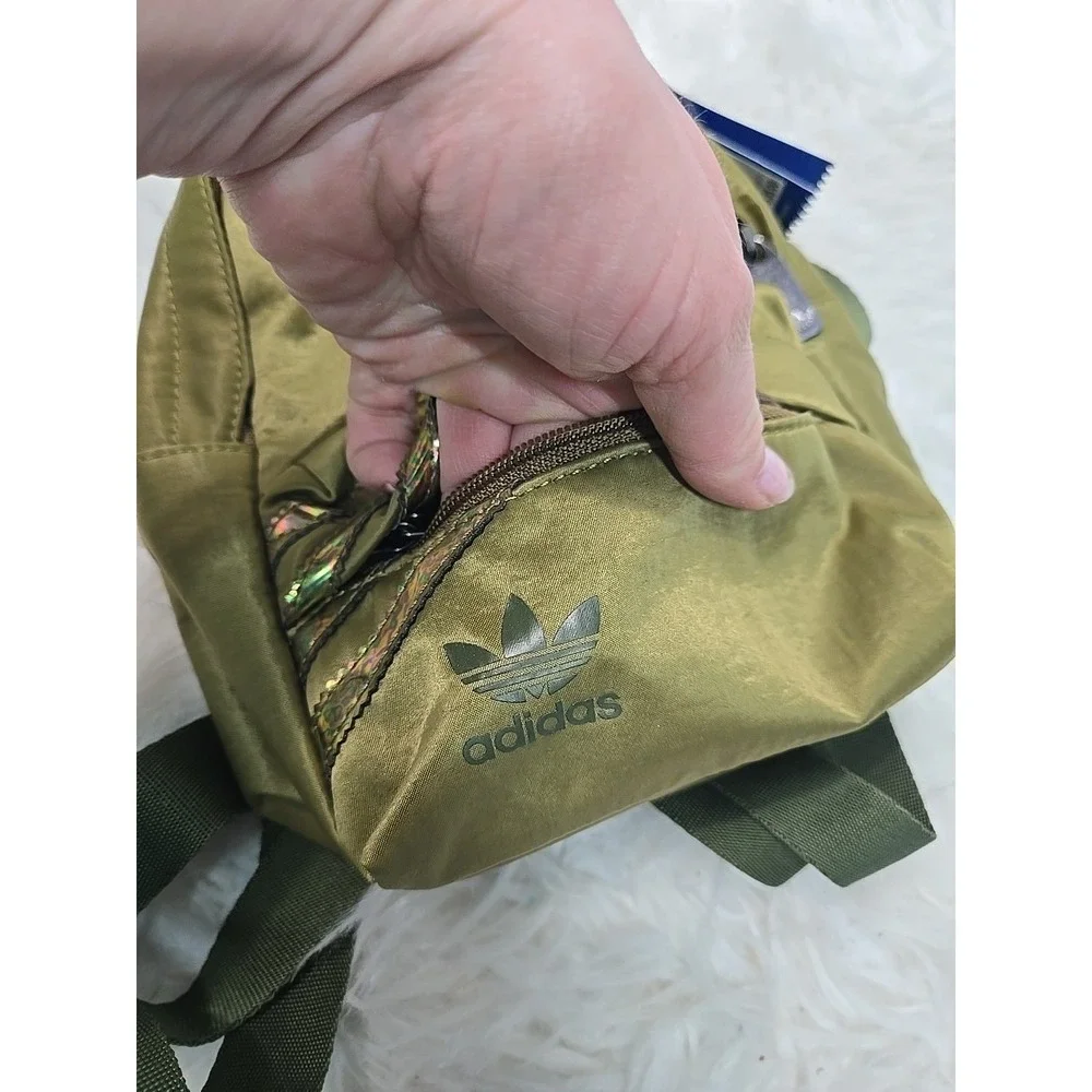 NWT Adidas Backpack Mini‎ Daypack  Green Bronze GN2119 NEW Oil slick $35 MSRP - Picture 5 of 8
